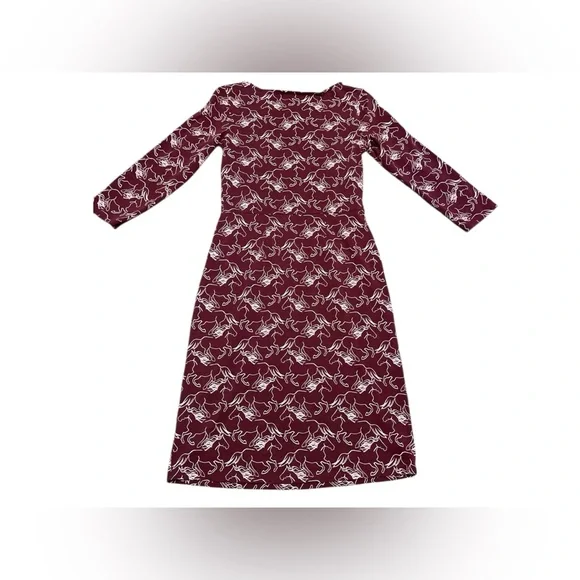 Boden Penny Dress Wild Horse Print Sheath Pencil Knee Length 3/4 Sleeve Red 6R - Picture 12 of 12
